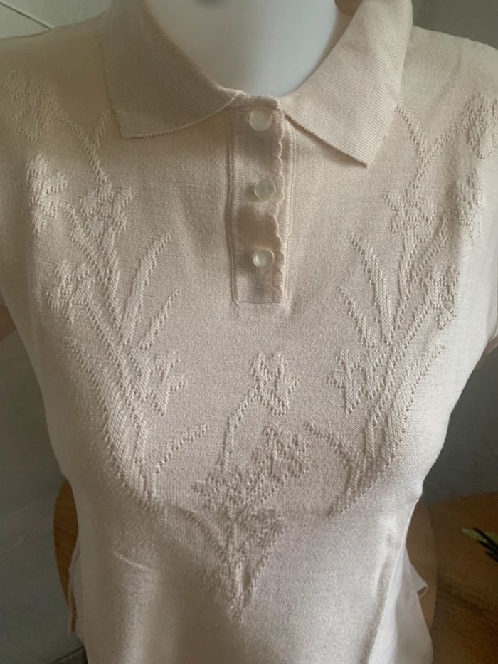 Pull vintage crème manches courtes taille 36-38 - photo numéro 2
