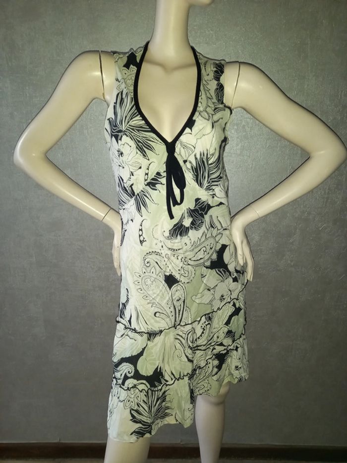 robe noire crème et vert pastel morgan de toi taille 40