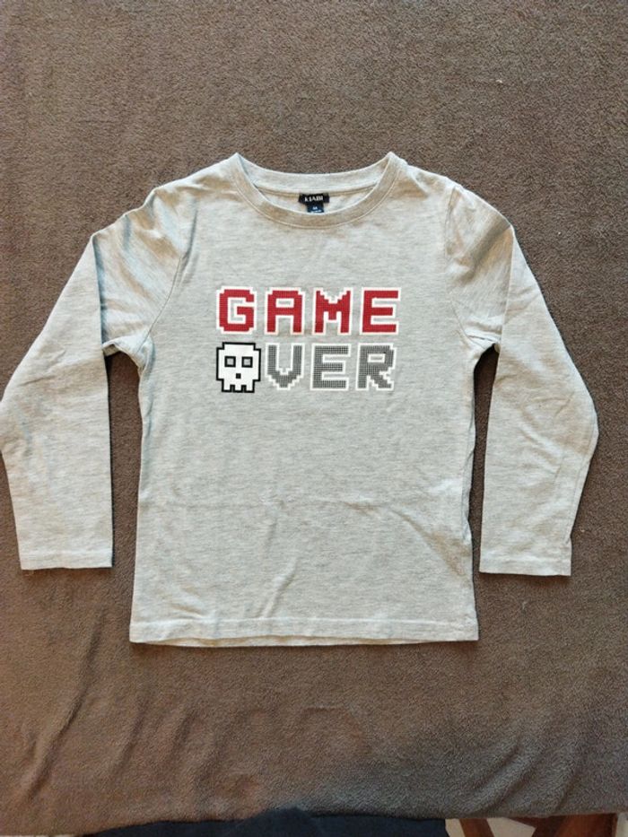 Tee-shirt manche longue "game over" 6 ans 114-119cm