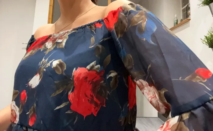 Crop top bleu fleurs - photo numéro 2