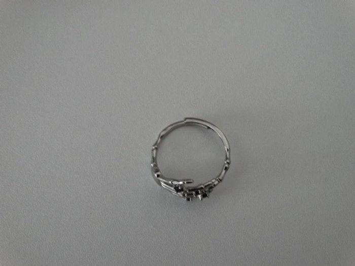 Bague squelette en argent 925 ajustable avec pierres noires - photo numéro 2