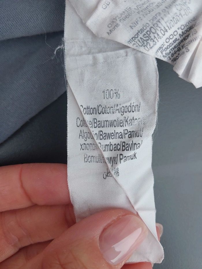 Tee short bleu gris fleur noire - photo numéro 4