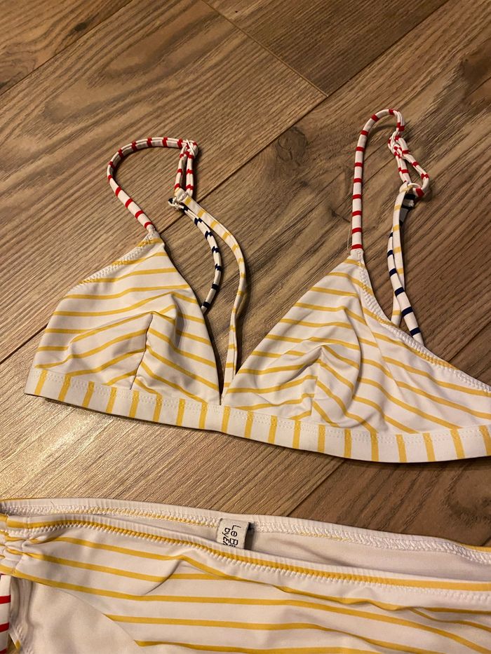 Maillot de bain 2 pièces Etam T36 rayé jaune et blanc - photo numéro 3