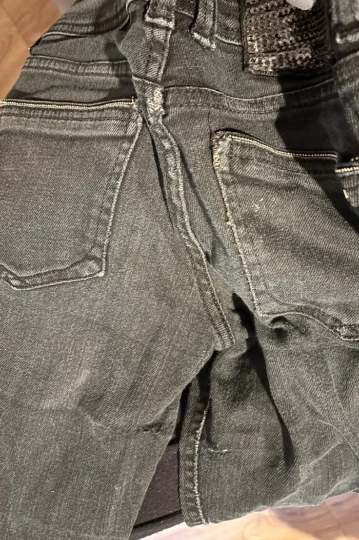 💕 Jean slim noir effet délavé taille 25 (34-36) #LTC #letempsdescerises - photo numéro 5