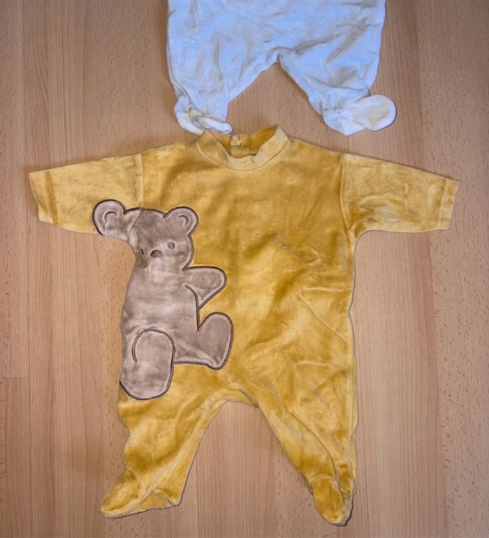 Lot de 3 pyjamas velours mixte taille 1 mois - photo numéro 2
