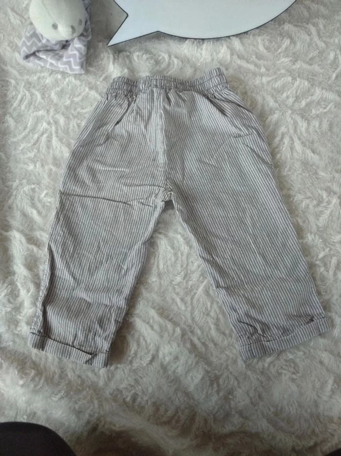 Pantalon léger Mixte 12 mois rayé 100% coton - photo numéro 8