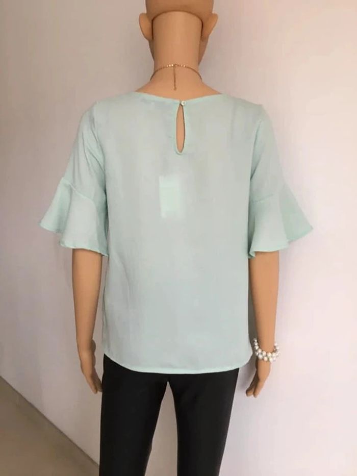 Blouse verte turquoise neuve à manches courtes Morgan taille 38 - photo numéro 6