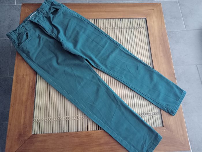 Pantalon en toile vert bouteille 12 ans neuf - photo numéro 3