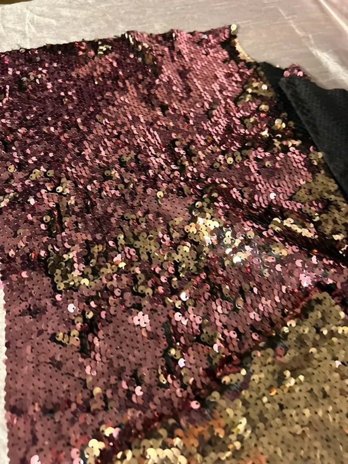 Chemin de table sequin rose ou champagne - photo numéro 3