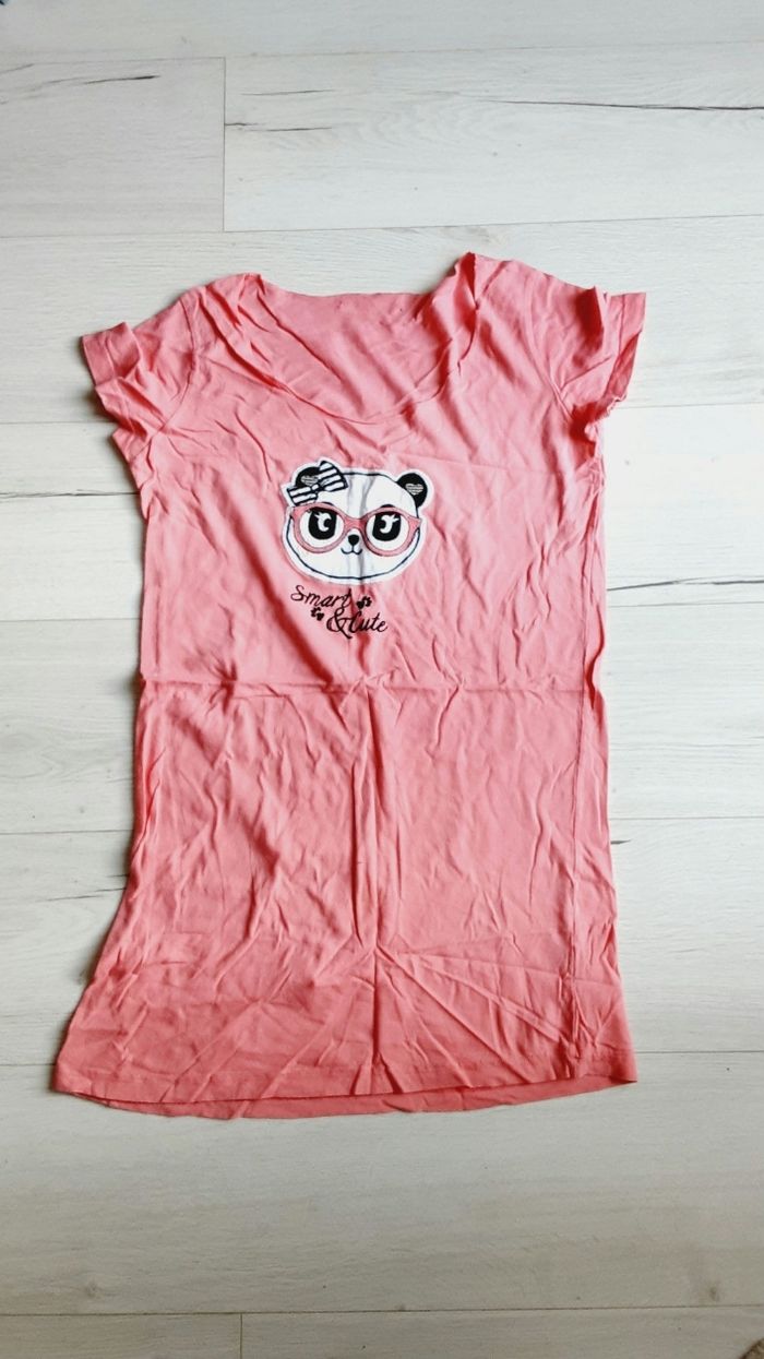 Vêtement fille chemise de nuit rose motif panda 12 ans - photo numéro 2