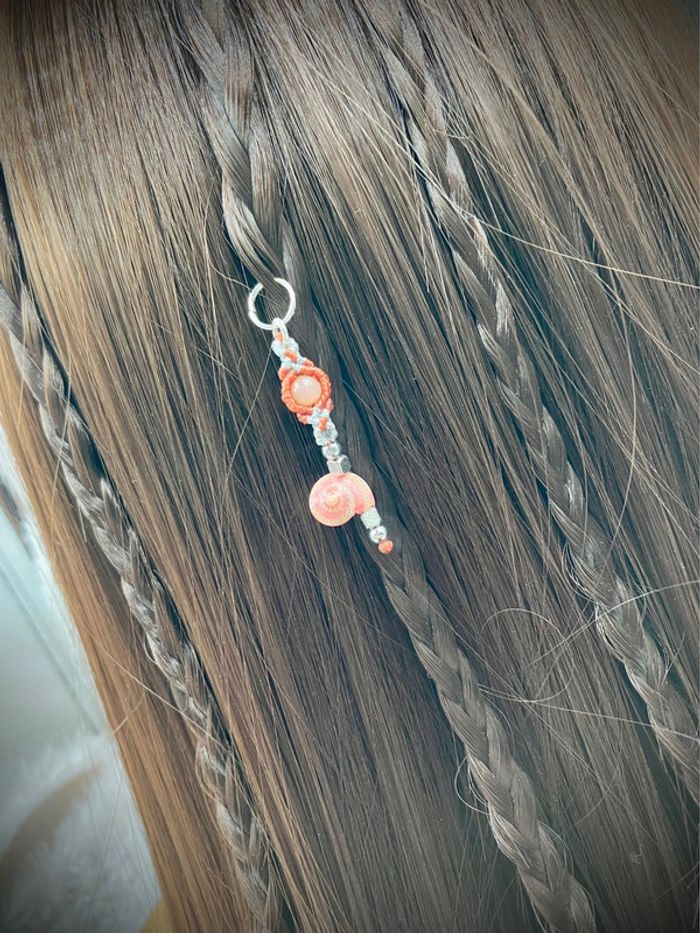 Bijou de cheveux - tresse/dread - macramé pierre Soleil et coquillage - photo numéro 4