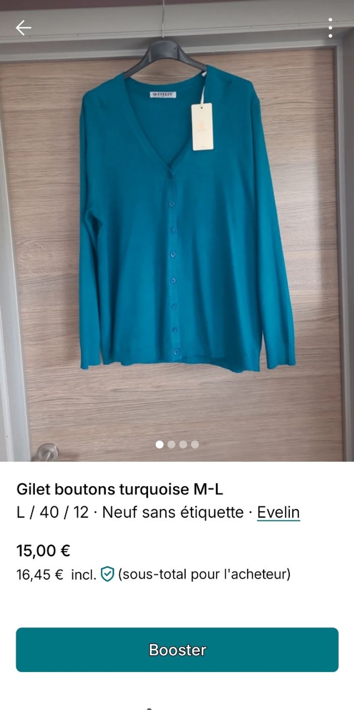Gilets bleu ciel et turquoise Taille : 44 Prix : 10 € pièce - photo numéro 6