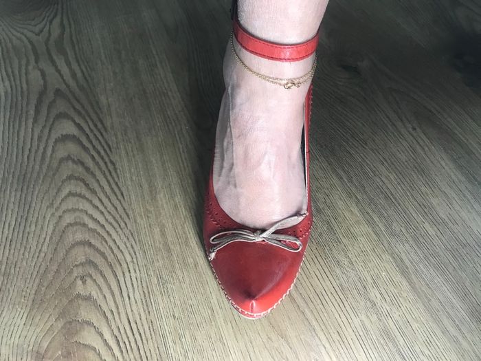 Escarpins en cuir rouge
