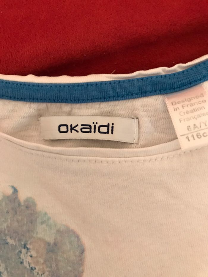 T-Shirt manches courtes blanc et bleu 6 Ans - photo numéro 3