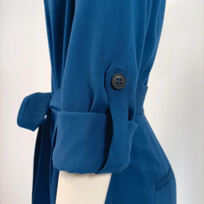 Combinaison bleu boutonnée Comptoir des cotonniers Col chemise combinaison été pantalon fluide A189 - photo numéro 9