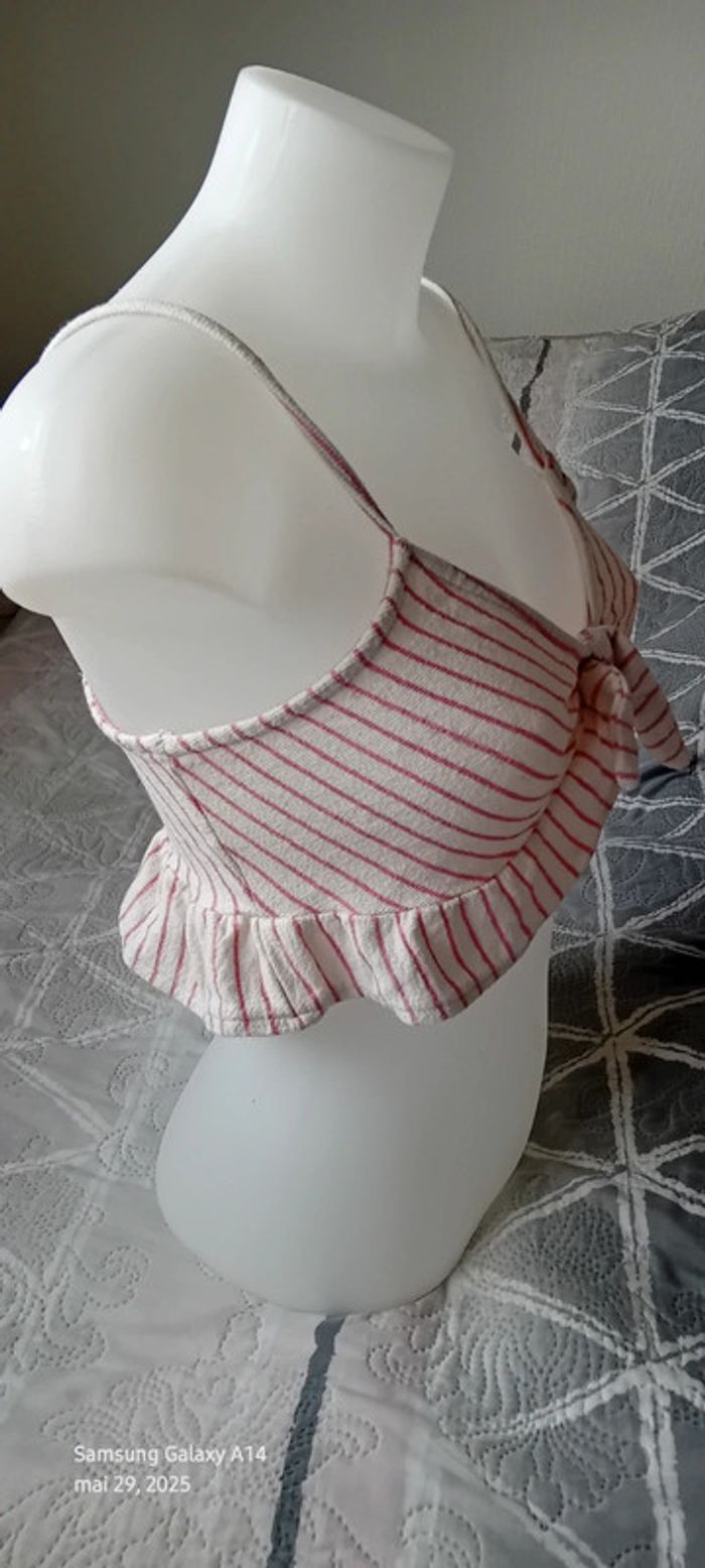 Brassière fines bretelles avec noeud à rayures roses femme S pull & bear - photo numéro 4