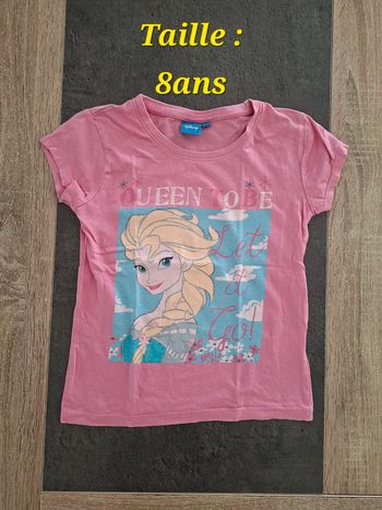 T-shirt manches courtes La Reine Des Neiges 👧 Disney 8ans 💯% coton
