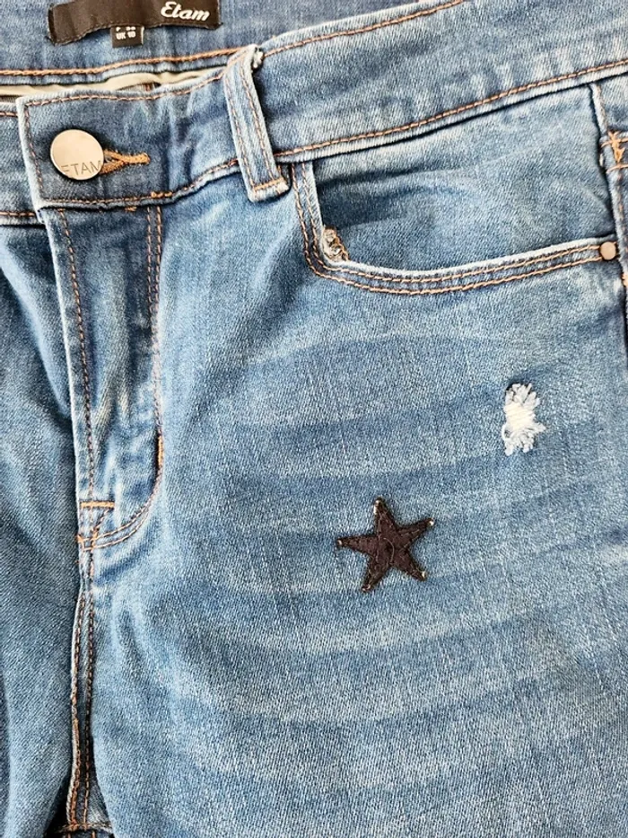 🟦 Jean slim brodé étoiles – Etam – Taille 38 - photo numéro 4