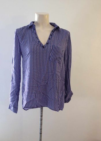 Blouse fluide à motifs - manches longues - taille L - look féminin