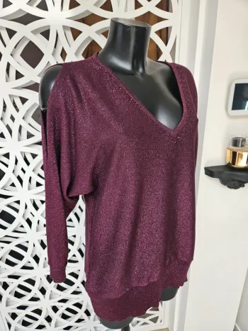 Cassis pull pailleté épaules nues taille XL