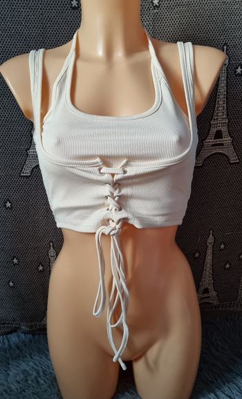 Top court côtelé uni à bretelles taille XS