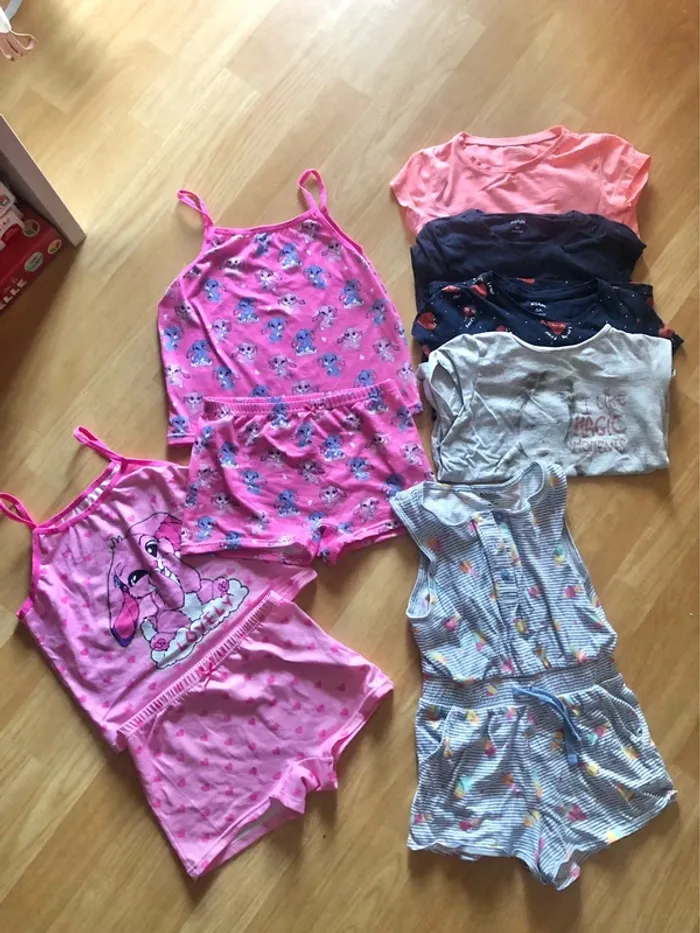 Lot été fille pyjama ensemble combishort 4-5 ans