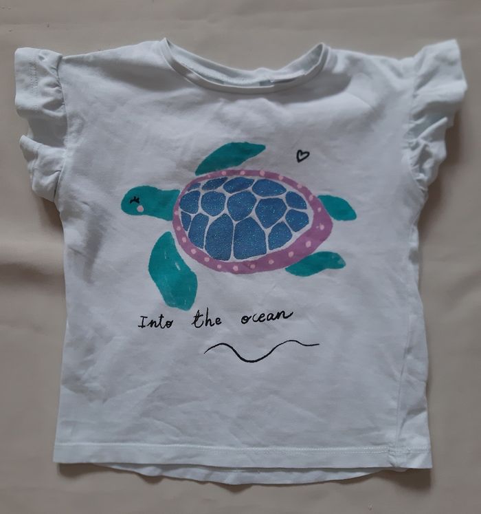 tee-shirt manches courtes fille - tortue - Zara - 2 ans - 92 cm - photo numéro 2