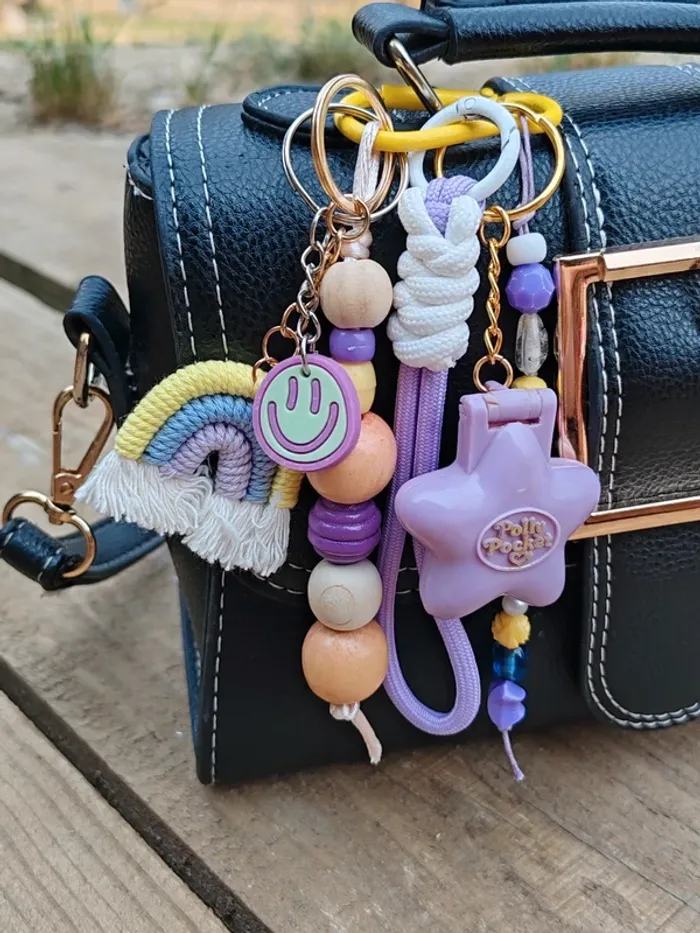 Bijou de sac porte clé Polly pocket vintage violet - photo numéro 4