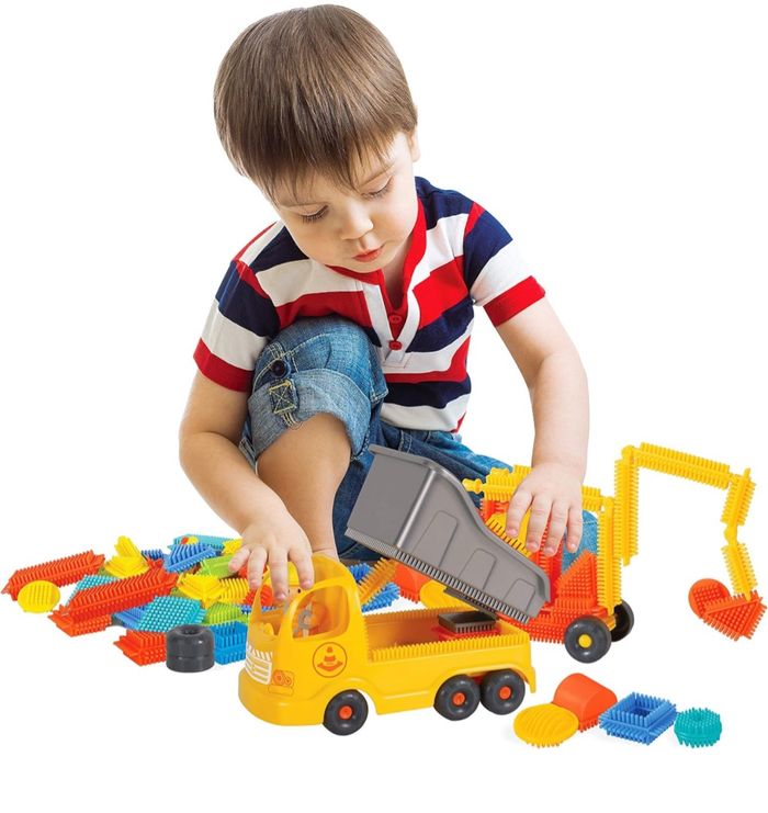 BLOKO 58 pièces avec Camion de travaux et 1 Figurine – Dès 12 Mois – Fabriqué en Europe – Jouet de Construction 1er âge - photo numéro 6