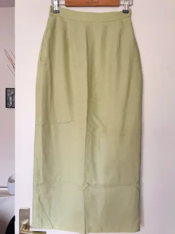Jupe longue fendue vert anis 123