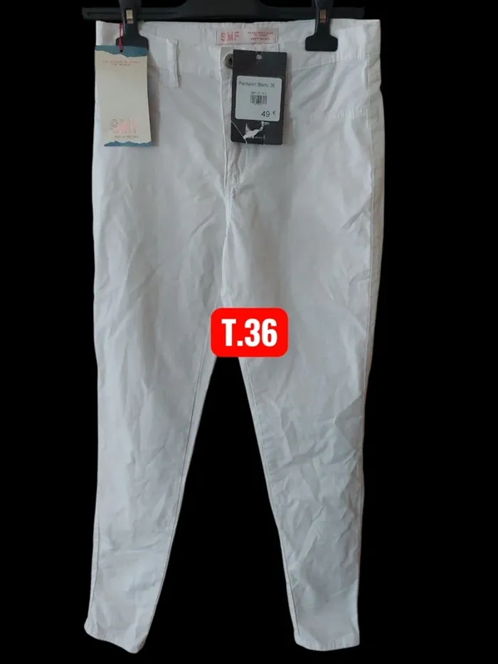 Pantalon blanc femme T. 36 neuf avec étiquette - photo numéro 2
