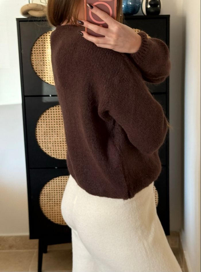 Gilet - Marron Chocolat - A Boutonner - Décontracté - Cocooning - Automne - photo numéro 5