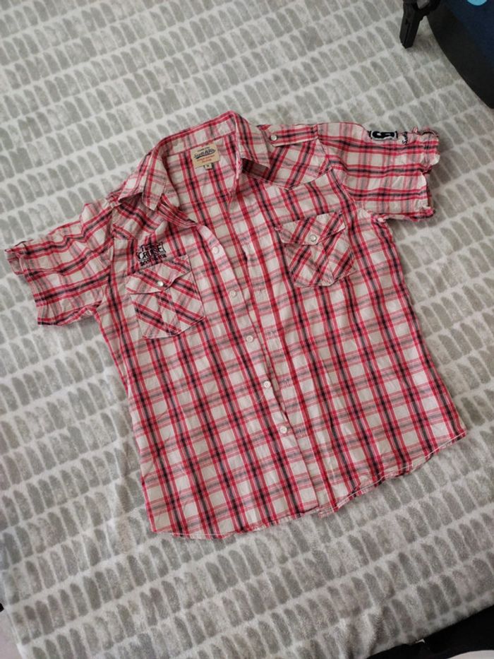 Chemise à carreaux rouge et écru Scott & Fox taille M - photo numéro 2