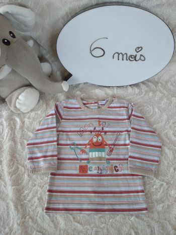 Tee shirt chemise manches longues Garçon 6 mois Monstre Monster mecanics Kitchoun