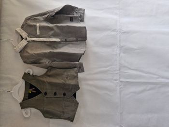Ensemble chemise gilet 3 ans Orchestra Gris clair blancs
