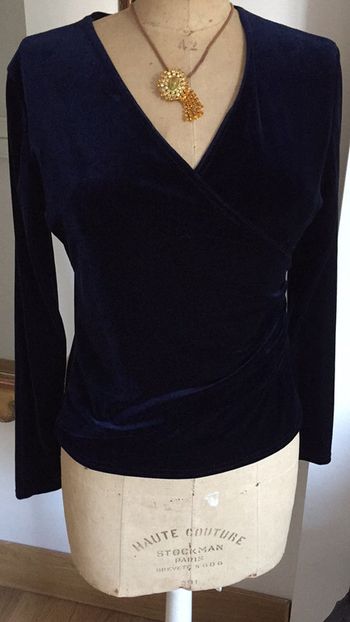 Pull velours bleu nuit vintage taille 3