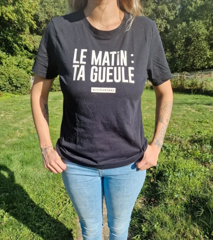 💥 T-shirt noir "Le Matin : Ta Gueule" Undiz - Taille 38/40/42 💥 - photo numéro 2