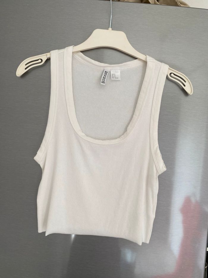 Débardeur côtelé blanc femme H&M 38 - photo numéro 4