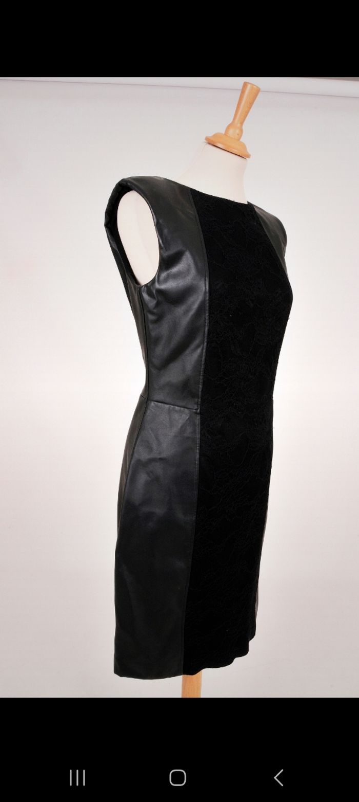 Robe en simili cuir et dentelle Mango - photo numéro 4