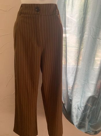 Pantalon SHEIN taille 40 jambe large rayé marron