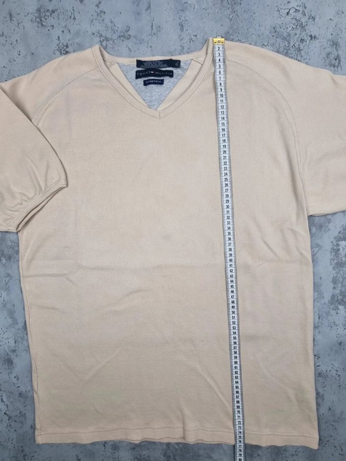 Pull col V manches courtes Tommy Hilfiger beige – Taille XL Homme - photo numéro 9
