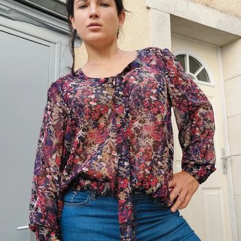 Blouse en voile fleurie XL