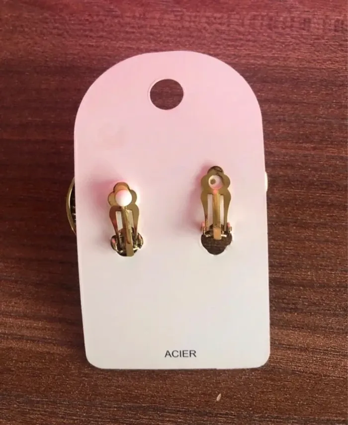 Boucles d’oreilles à Clip dorées perle - photo numéro 3