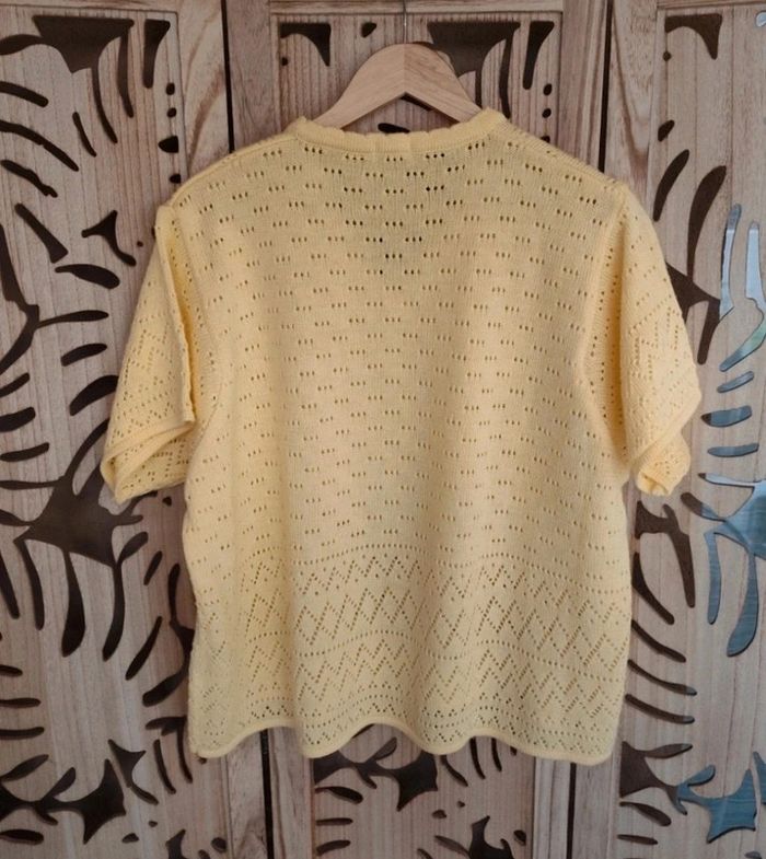 Pull jaune pâle en maille ajourée - Taille 52- Blancheporte - photo numéro 6