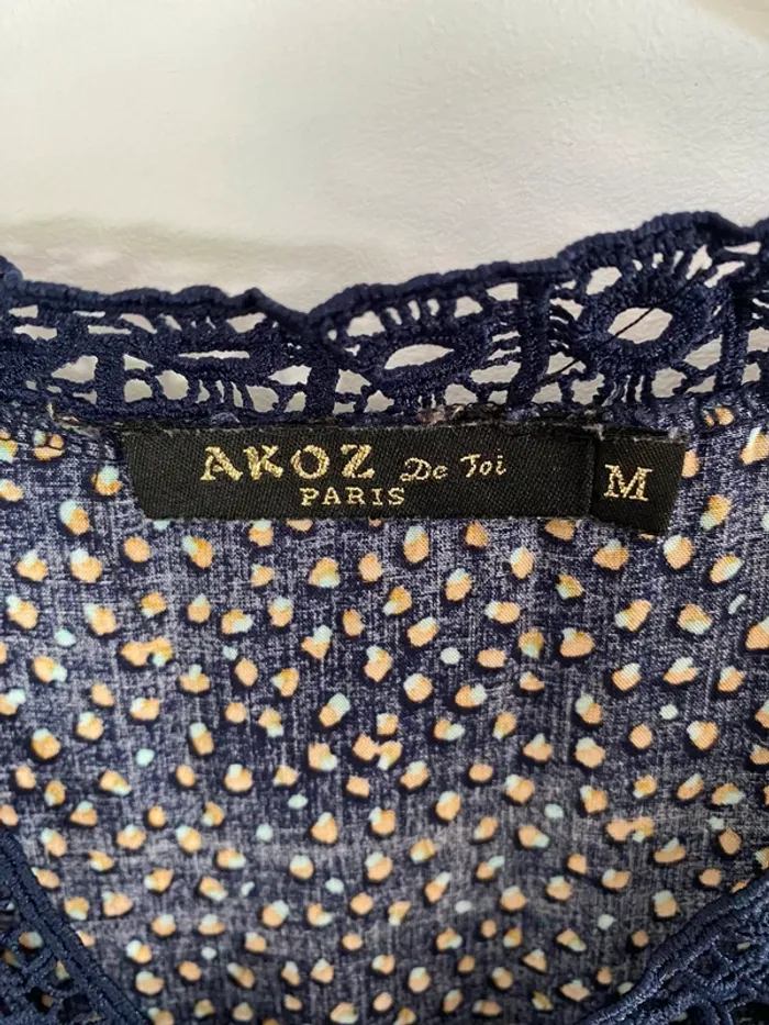 Blouse manche longue akoz de toi marine marine tacheté moutarde turquoise - photo numéro 6