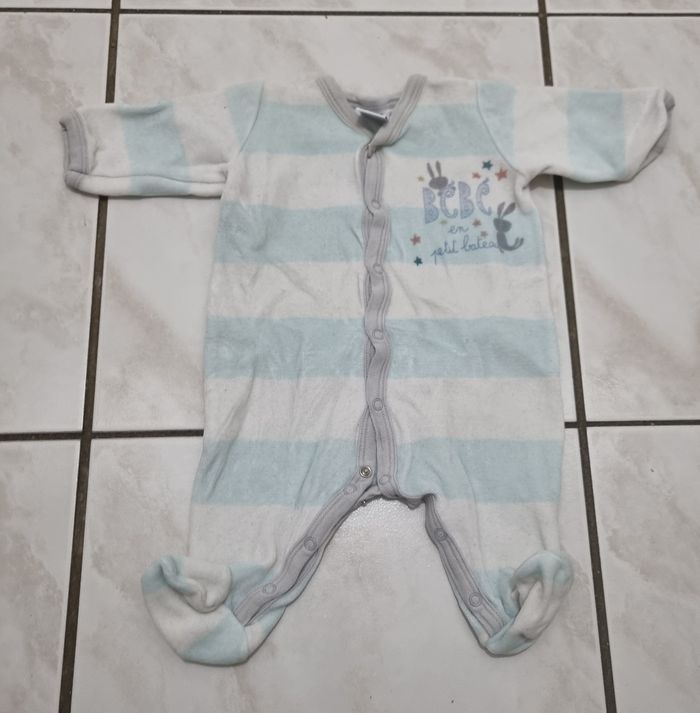 pyjama dors bien petit bateau garçon blanc et bleu à rayure taille 1 mois