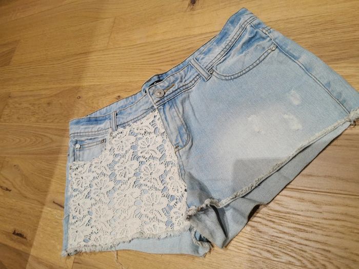 Short en jean dentelle