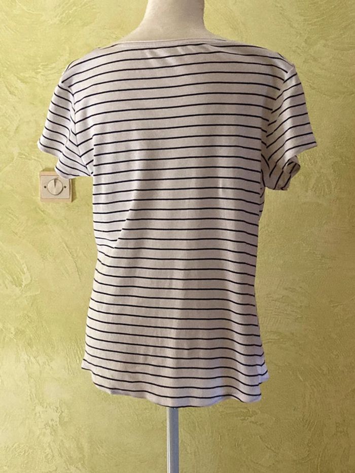 Tee shirt bleu marine blanc femme - photo numéro 3