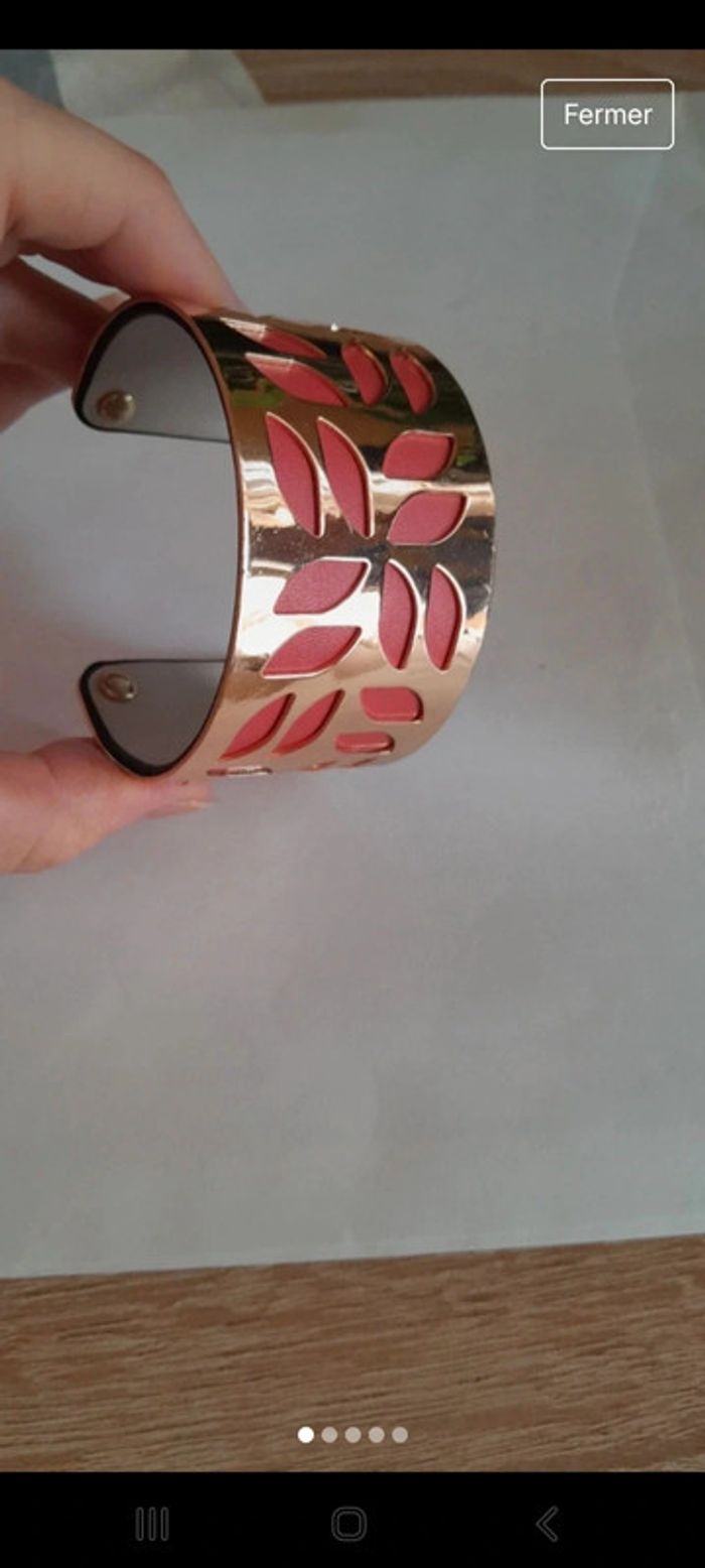 Magnifique manchette chic or et corail - photo numéro 3