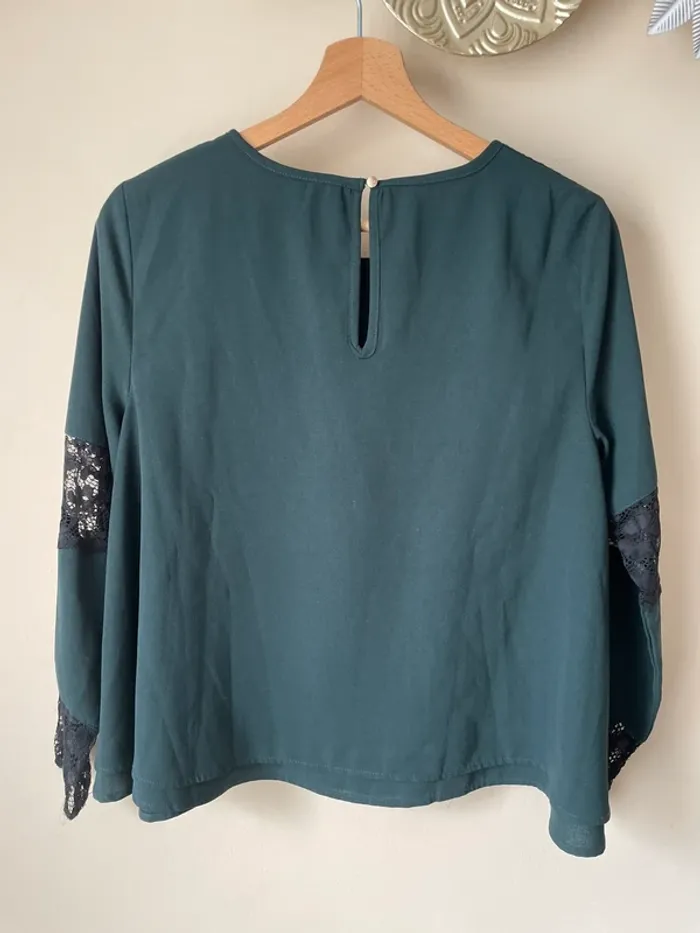 Blouse vert dentelle - photo numéro 6